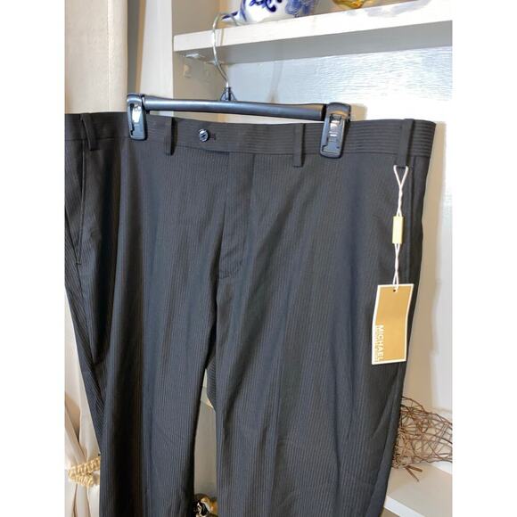 NWT MK MICHAEL Michael Kors size 40W X 30L Black Striped Men’s Dress Pants - Picture 3 of 9